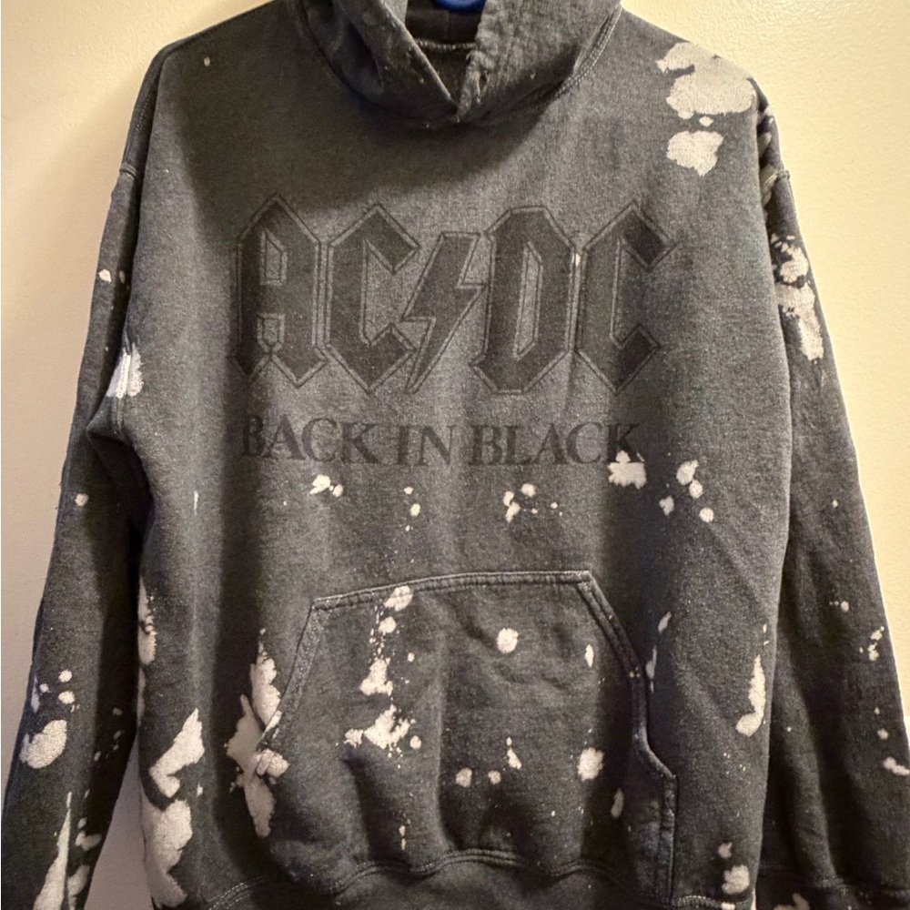 AC/DC Gray and White Men's Hoodie